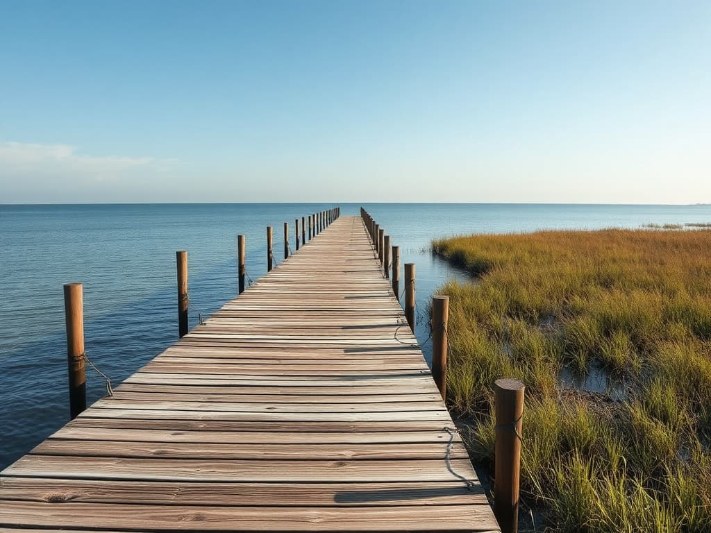 Custom fixed-piling dock and fishing pier on a Texas bay